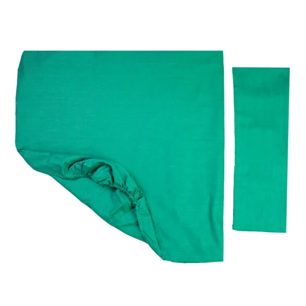 طقم سرير(110سم×220 سم) + كيس مخده (50×100) قماش اخضر قطن (((3 قطعة)))